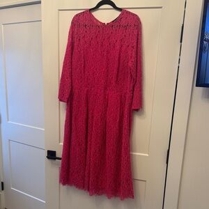 Eloquii Vibrant Pink Lace Long Sleeve Dress